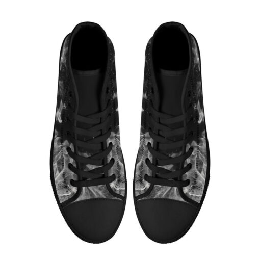 Black and White Fire High-Top Canvas Shoes - Image 3