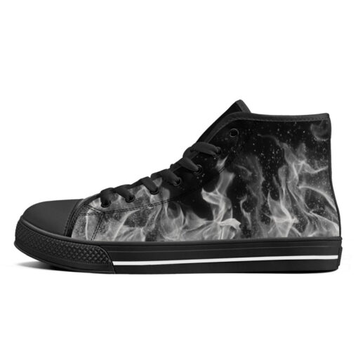 Black and White Fire High-Top Canvas Shoes - Image 4