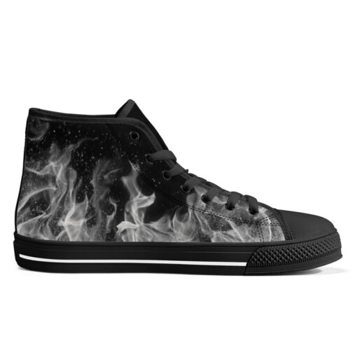 Black and White Fire High-Top Canvas Shoes - Image 5