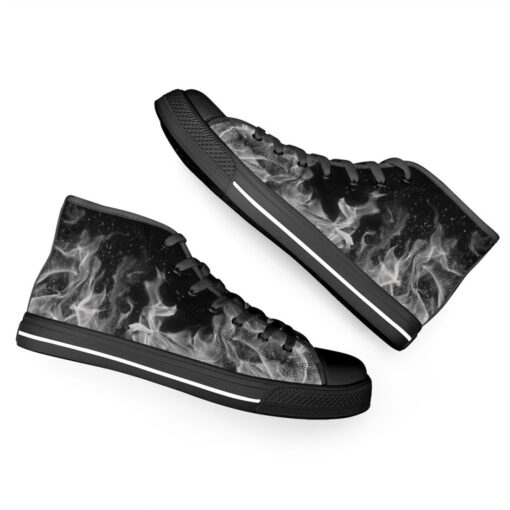 Black and White Fire High-Top Canvas Shoes - Image 6