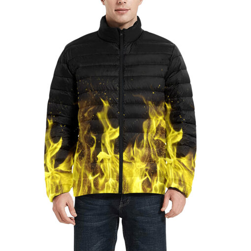 Yellow Fire Men's Padded Jacket - Image 3