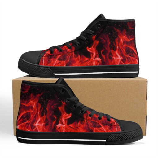 Red Fire High-Top Canvas Shoes