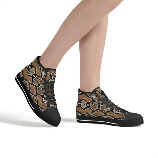 Snake Skin Pattern High-Top Canvas Shoes - Image 7