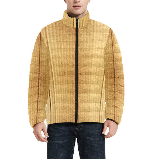 Carton Texture Men's Padded Jacket - Image 3