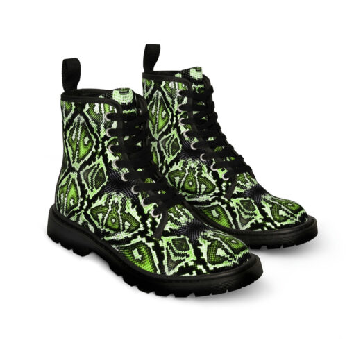 Green Snake Ornament Canvas Boots