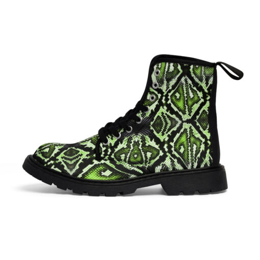 Green Snake Ornament Canvas Boots - Image 2