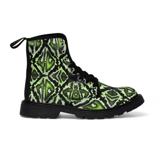 Green Snake Ornament Canvas Boots - Image 3