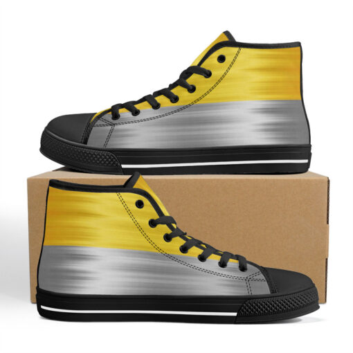 Gold and Silver High-Top Canvas Shoes