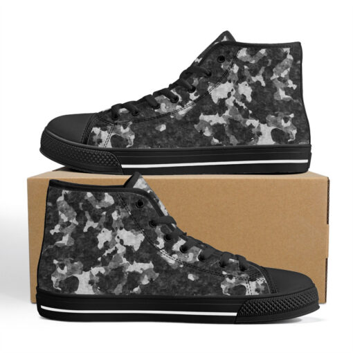 Gray Camouflage High-Top Canvas Shoes