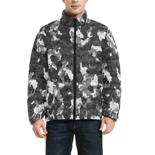 Gray Camouflage Men's Padded Jacket - Image 3