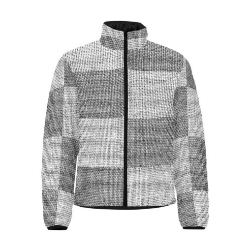 Gray Burlap Patchwork Men's Padded Jacket