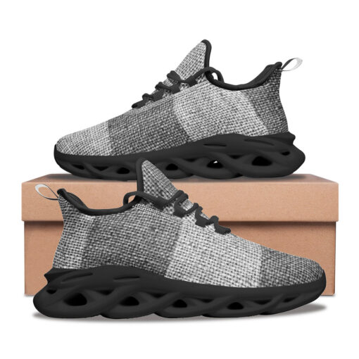 Gray Burlap Patchwork Sports Shoes - Image 2