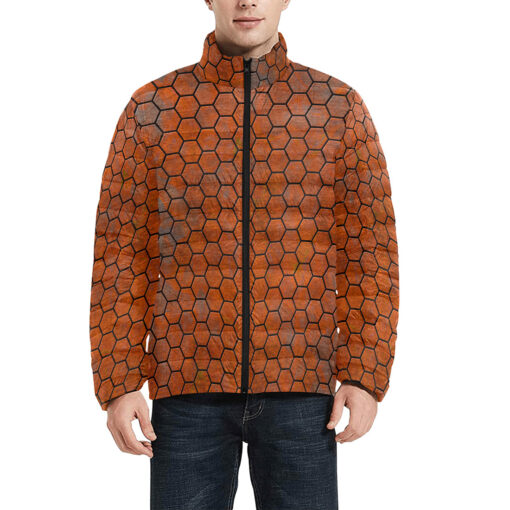 Rusty Hexagons Men's Padded Jacket - Image 3