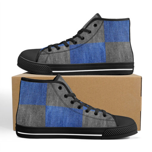 Denim Patchwork High-Top Canvas Shoes