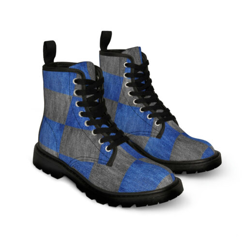 Denim Patchwork Canvas Boots