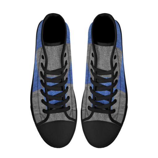 Denim Patchwork High-Top Canvas Shoes - Image 3