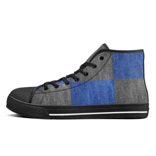 Denim Patchwork High-Top Canvas Shoes - Image 4