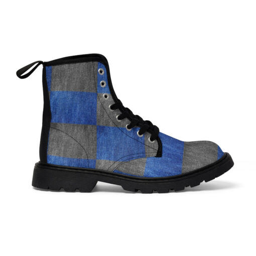 Denim Patchwork Canvas Boots - Image 3