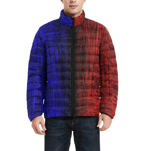 Red Blue Scuffs Men's Padded Jacket - Image 3