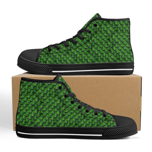 Green Reptile Scales High-Top Canvas Shoes