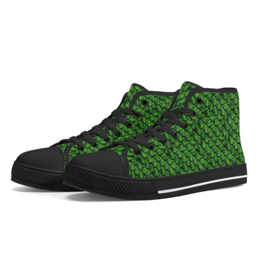 Green Reptile Scales High-Top Canvas Shoes - Image 2