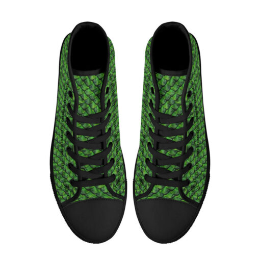 Green Reptile Scales High-Top Canvas Shoes - Image 3