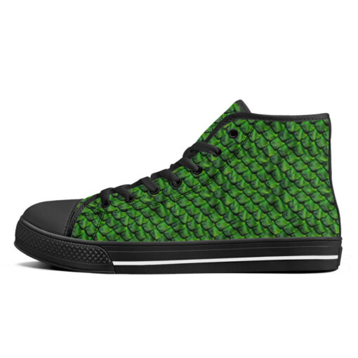 Green Reptile Scales High-Top Canvas Shoes - Image 4