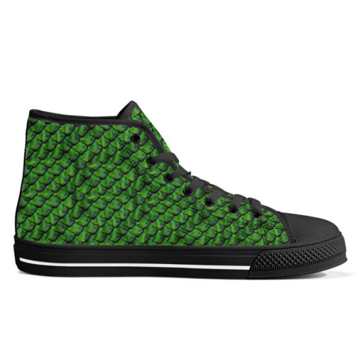 Green Reptile Scales High-Top Canvas Shoes - Image 5