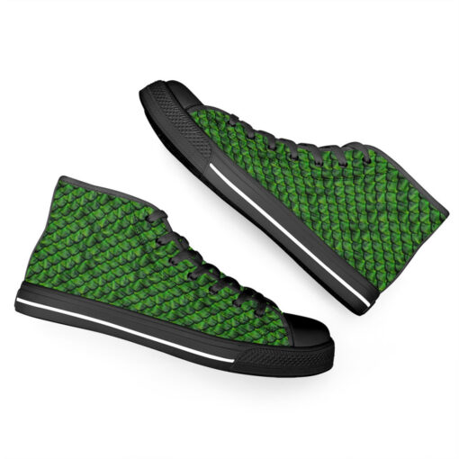 Green Reptile Scales High-Top Canvas Shoes - Image 6