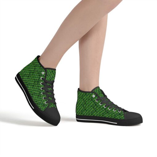 Green Reptile Scales High-Top Canvas Shoes - Image 7