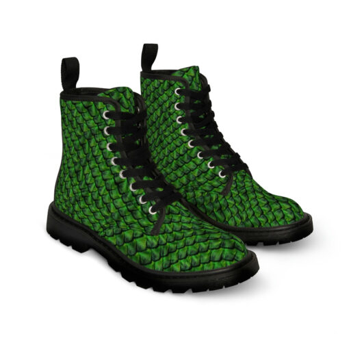 Green Reptile Scales Canvas Boots