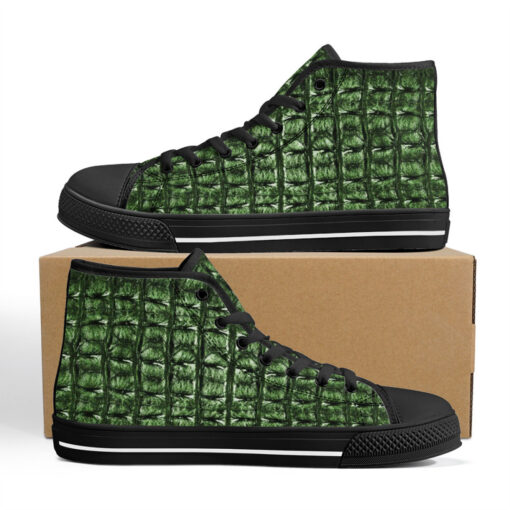 Green Alligator High-Top Canvas Shoes