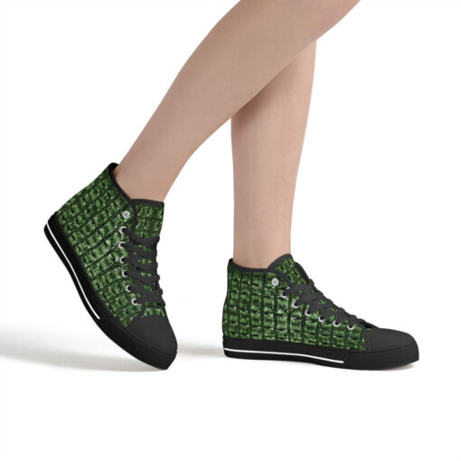 Green Alligator High-Top Canvas Shoes - Image 7