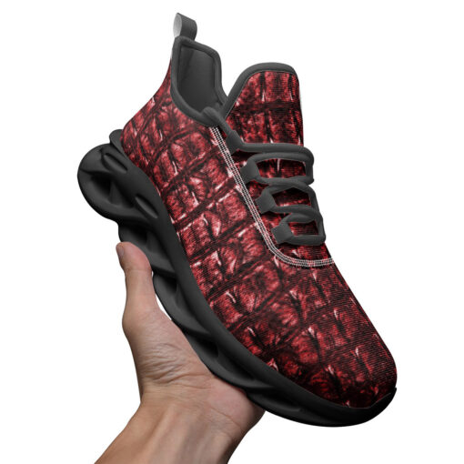 Red Alligator Texture Sports Shoes - Image 3