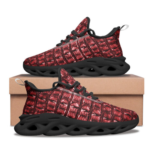 Red Alligator Texture Sports Shoes - Image 2