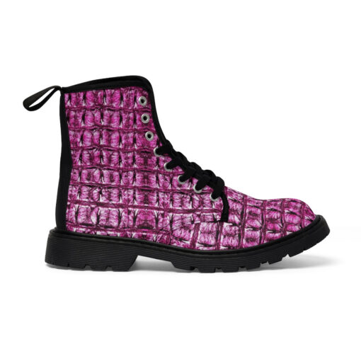 Pink Alligator Canvas Boots - Image 3