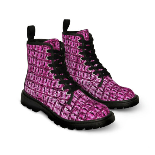 Pink Alligator Canvas Boots