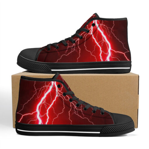 Red Lightnings High-Top Canvas Shoes