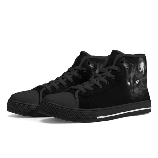 Black Cat High-Top Canvas Shoes - Image 2