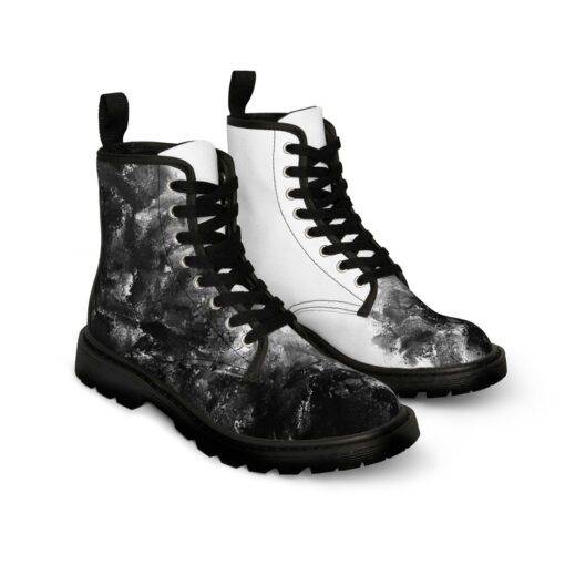 Black and White Abstraction Canvas Boots