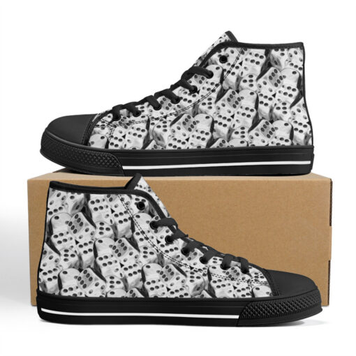 Black and White Dice High-Top Canvas Shoes