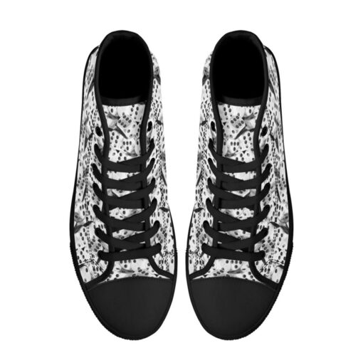 Black and White Dice High-Top Canvas Shoes - Image 3