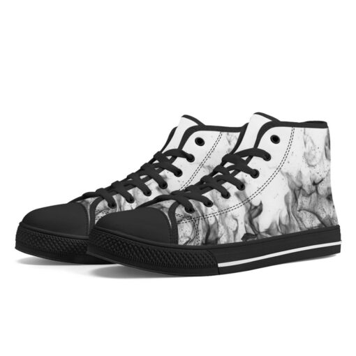 Black and White Fire High-Top Canvas Shoes - Image 2