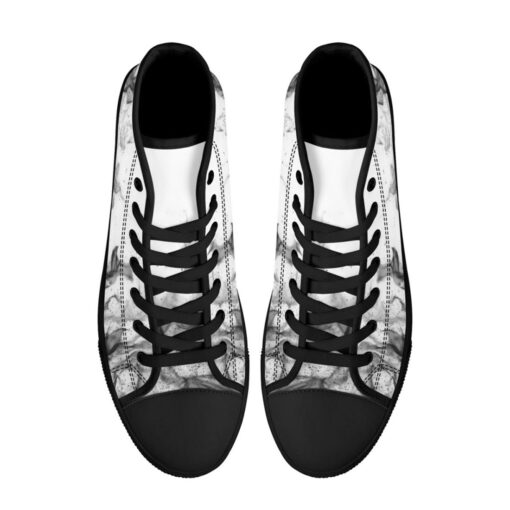 Black and White Fire High-Top Canvas Shoes - Image 3