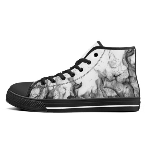 Black and White Fire High-Top Canvas Shoes - Image 4