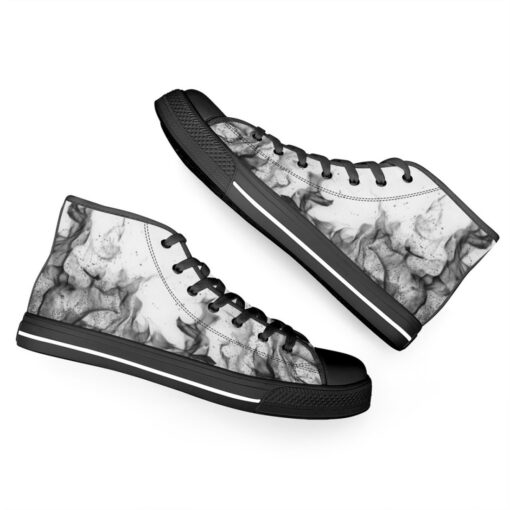 Black and White Fire High-Top Canvas Shoes - Image 6