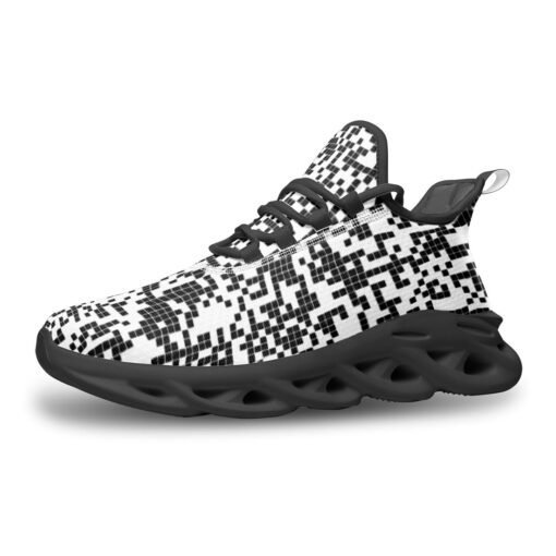 Black and White Pixels Sports Shoes