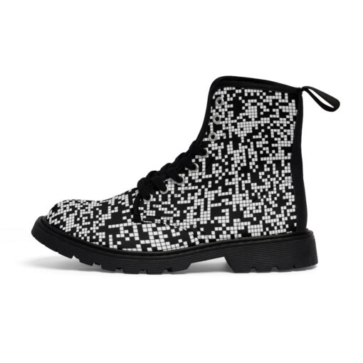 Black and White Pixels Canvas Boots - Image 2