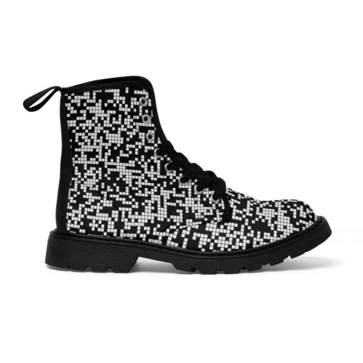 Black and White Pixels Canvas Boots - Image 3