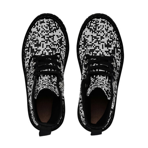 Black and White Pixels Canvas Boots - Image 4